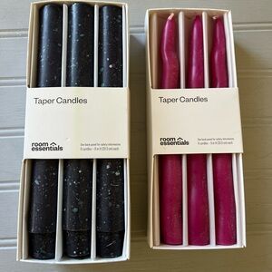 Room Essentials Taper Candles Set Magenta Pink Black Speckle Taper New In Box